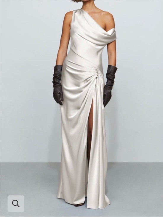 Anthropologie Dresses & Skirts - Anthropologie One-Shoulder Satin Maxi Dress in Ivory